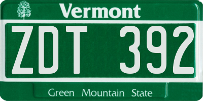 VT license plate ZDT392