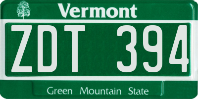 VT license plate ZDT394