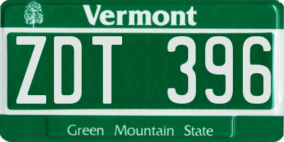 VT license plate ZDT396