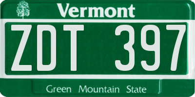 VT license plate ZDT397