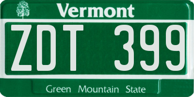 VT license plate ZDT399