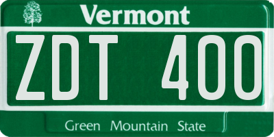 VT license plate ZDT400