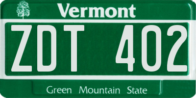 VT license plate ZDT402