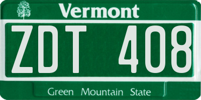 VT license plate ZDT408