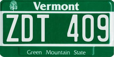 VT license plate ZDT409