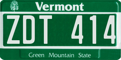 VT license plate ZDT414