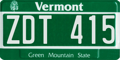 VT license plate ZDT415