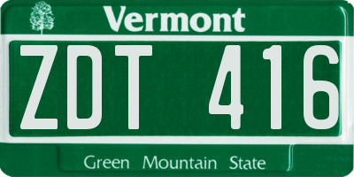 VT license plate ZDT416