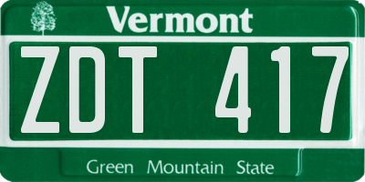 VT license plate ZDT417