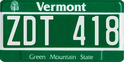 VT license plate ZDT418