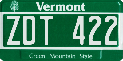 VT license plate ZDT422