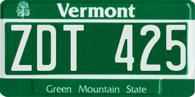 VT license plate ZDT425