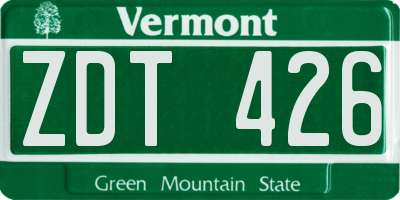VT license plate ZDT426