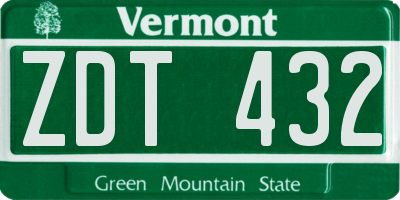 VT license plate ZDT432