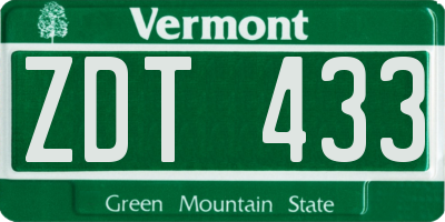 VT license plate ZDT433