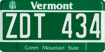 VT license plate ZDT434