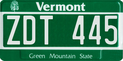 VT license plate ZDT445