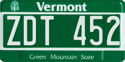 VT license plate ZDT452