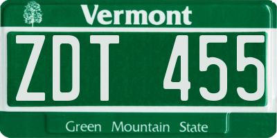 VT license plate ZDT455