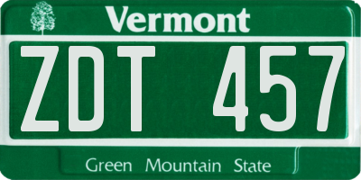 VT license plate ZDT457