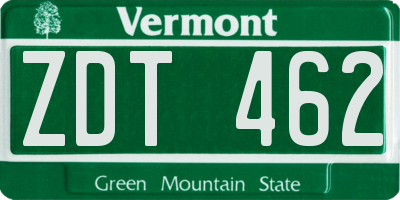 VT license plate ZDT462