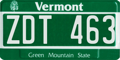 VT license plate ZDT463