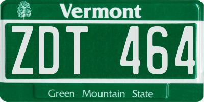 VT license plate ZDT464