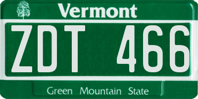 VT license plate ZDT466