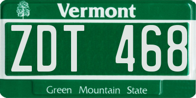 VT license plate ZDT468