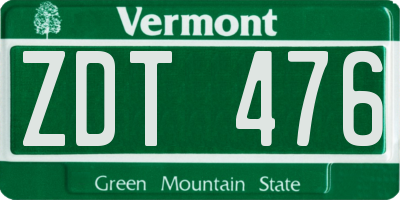 VT license plate ZDT476