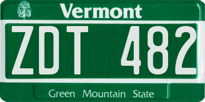 VT license plate ZDT482