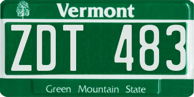 VT license plate ZDT483