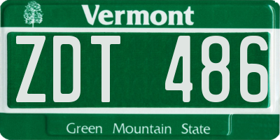 VT license plate ZDT486