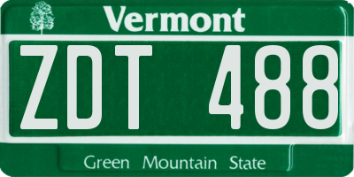 VT license plate ZDT488