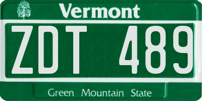 VT license plate ZDT489
