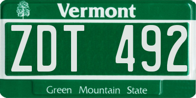 VT license plate ZDT492