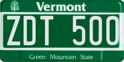 VT license plate ZDT500