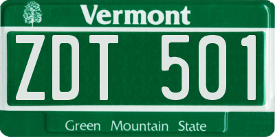 VT license plate ZDT501