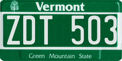VT license plate ZDT503
