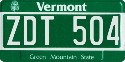 VT license plate ZDT504