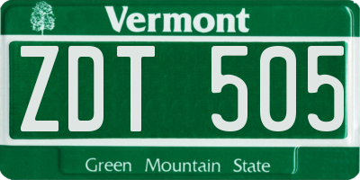 VT license plate ZDT505