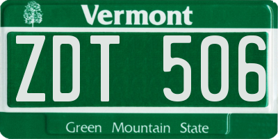 VT license plate ZDT506
