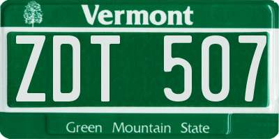 VT license plate ZDT507