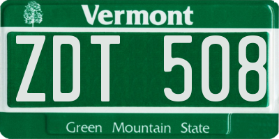 VT license plate ZDT508