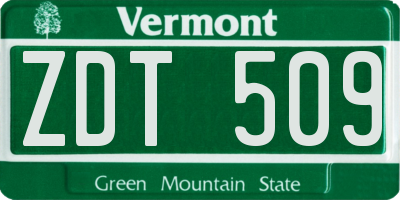VT license plate ZDT509