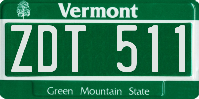 VT license plate ZDT511