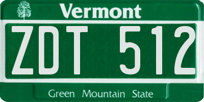 VT license plate ZDT512