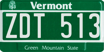VT license plate ZDT513