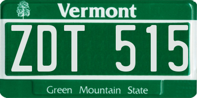 VT license plate ZDT515