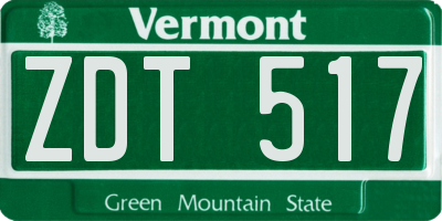 VT license plate ZDT517